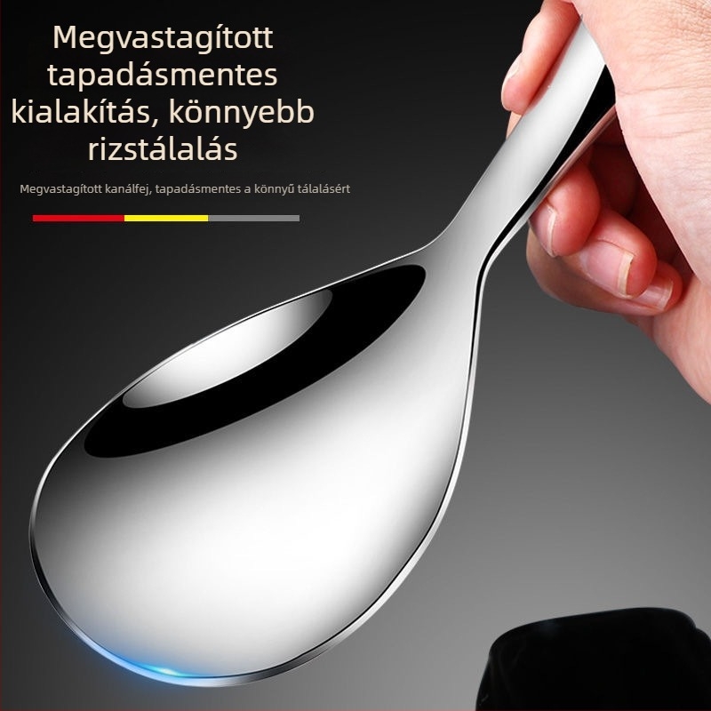 Rozsdamentes acél rizs tálalókanál, nagy méret, tapadásmentes, éttermi használatra