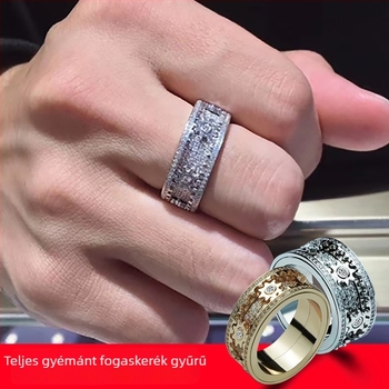Réz gyűrű forgó fogaskerékkel, uniszex, eredeti dizájn