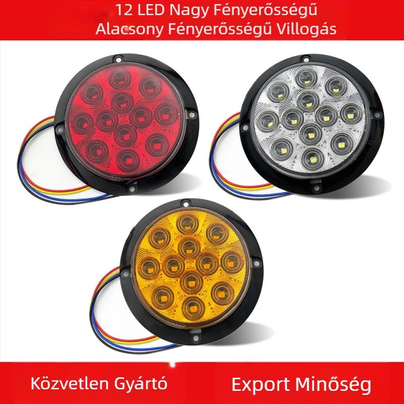 Autóhátsó lámpa GK-HFL-12SMD, 1.2W, 12V, 80-100 lm, Piranha LED
