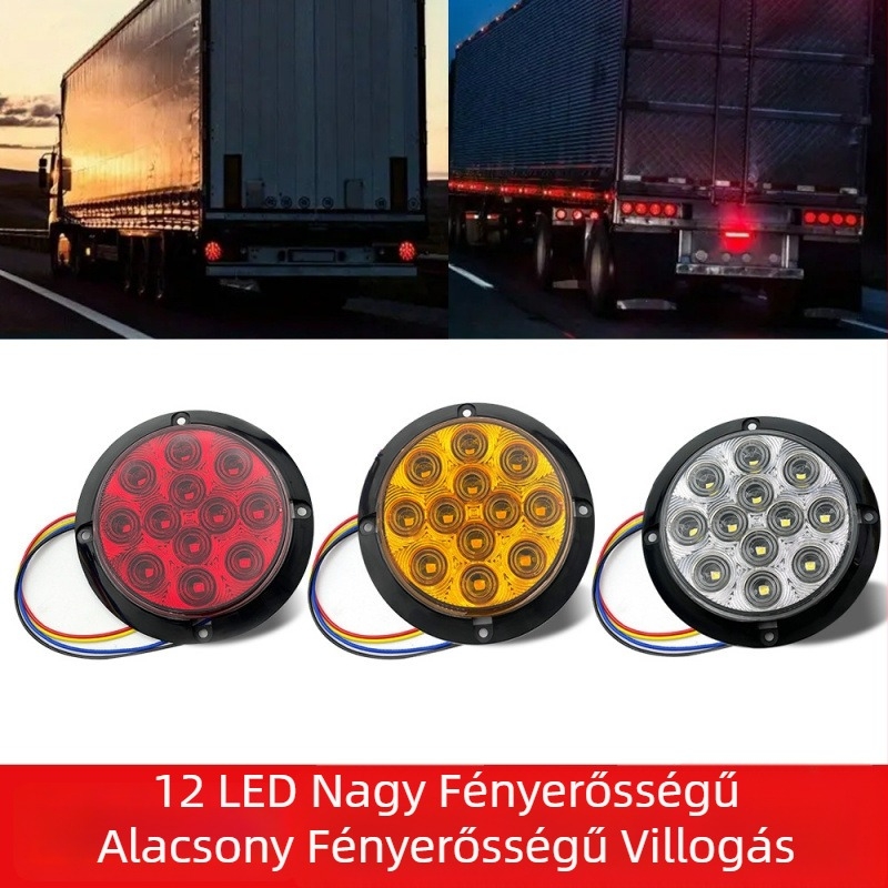 Autóhátsó lámpa GK-HFL-12SMD, 1.2W, 12V, 80-100 lm, Piranha LED