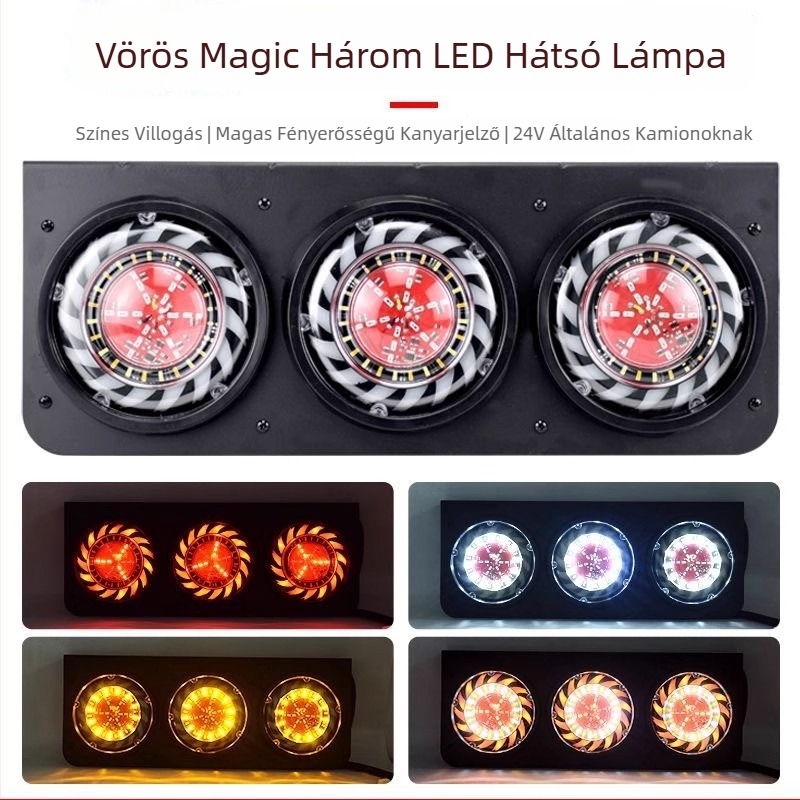Kamion utánfutó hátsó lámpa készlet, 24V LED, vízálló, háromfunkciós fék és index jelzés, hátsó kombinált világítás