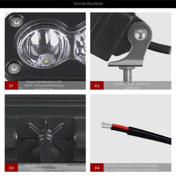 LED munka lámpa (alumínium ház; 20W; 10-30V; LED fényforrás; élettartam 30000 óra)