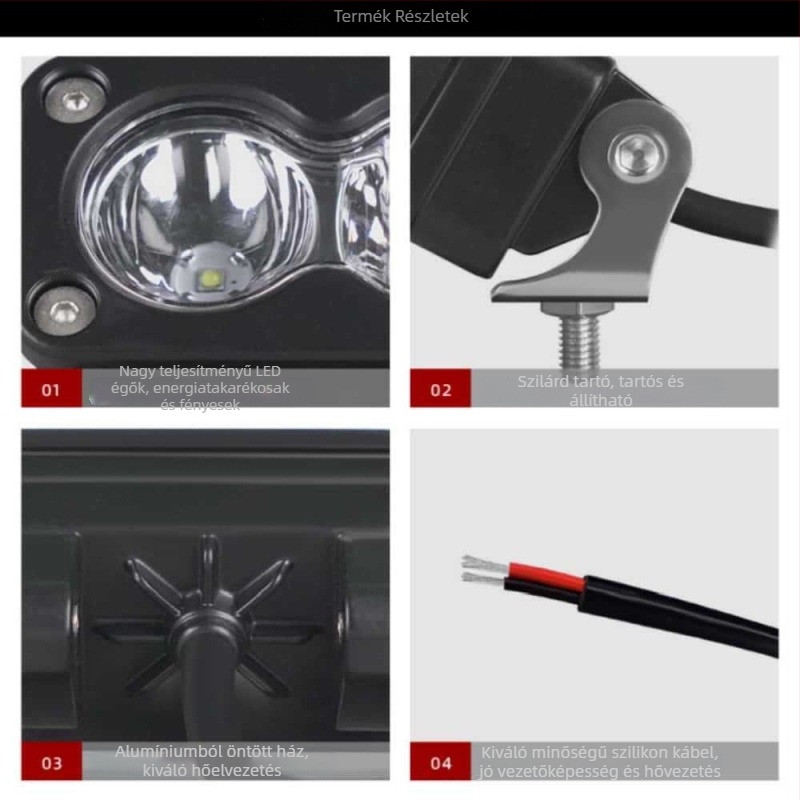 LED munka lámpa (alumínium ház; 20W; 10-30V; LED fényforrás; élettartam 30000 óra)