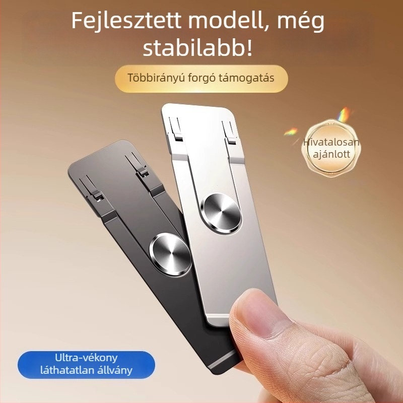 Asztali telefontartó 360°-os forgással, hátoldali ragasztó rögzítés, ötvözet