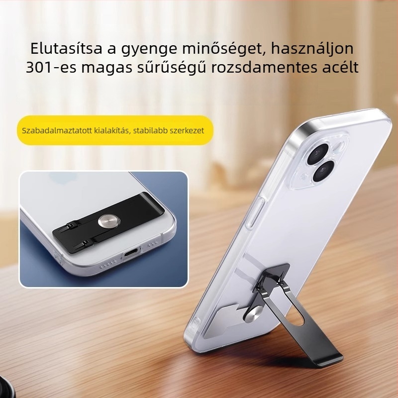 Asztali telefontartó 360°-os forgással, hátoldali ragasztó rögzítés, ötvözet