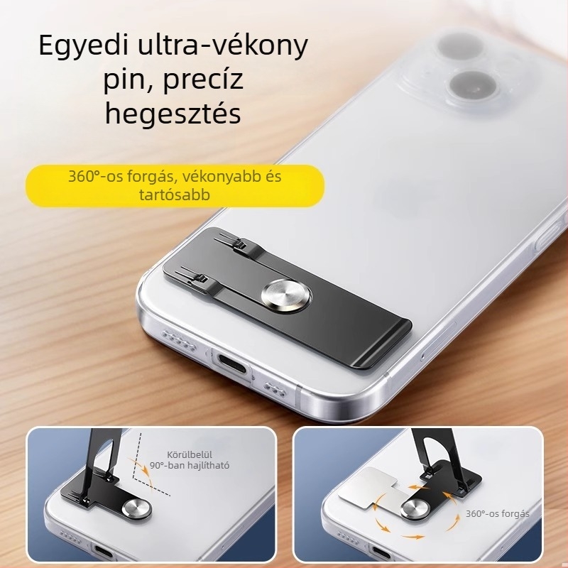 Asztali telefontartó 360°-os forgással, hátoldali ragasztó rögzítés, ötvözet