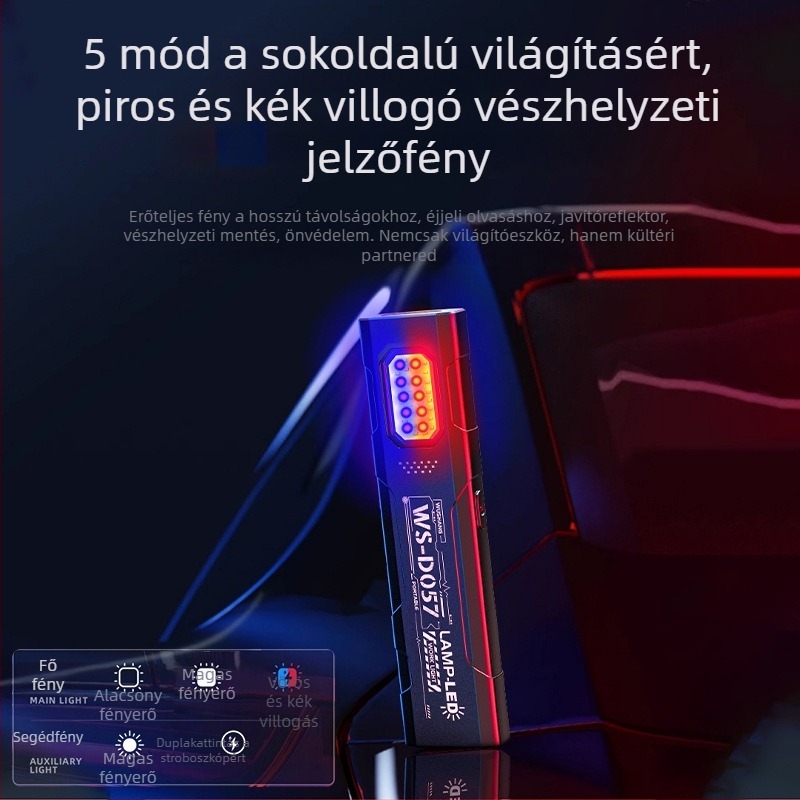 Kültéri fejlámpa Wu Shang LED, 350 lm-ig, újratölthető, kompakt, mágneses munkalámpa, modell 985, ABS ház, súly 30 g