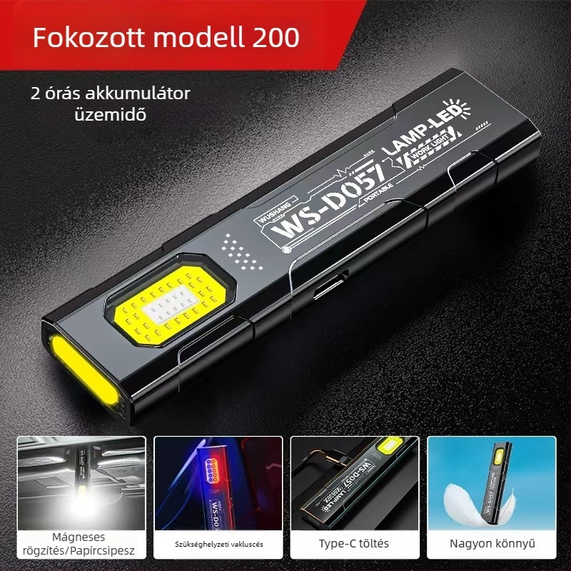 Kültéri fejlámpa Wu Shang LED, 350 lm-ig, újratölthető, kompakt, mágneses munkalámpa, modell 985, ABS ház, súly 30 g