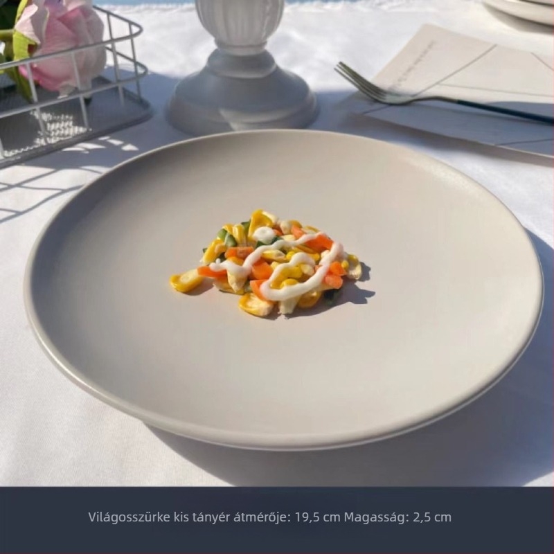 Matt kerámia tányér, koreai stílus, kerek, aláglazúros felület