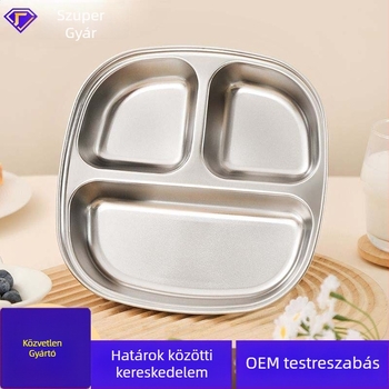 304 rozsdamentes acélból készült gyermekeknek szánt sekély tál, szabálytalan forma, modern minimalist stílus, egyszínű mintázat, testreszabás lehetséges