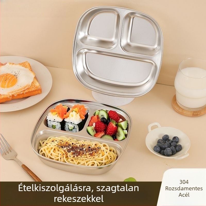 304 rozsdamentes acélból készült gyermekeknek szánt sekély tál, szabálytalan forma, modern minimalist stílus, egyszínű mintázat, testreszabás lehetséges