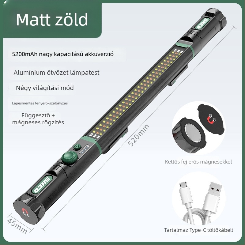 Autóreparáló LED lámpa mágneses hosszú csíkkal, alumínium ötvözet, 1200 lm, 3,7 V, LED