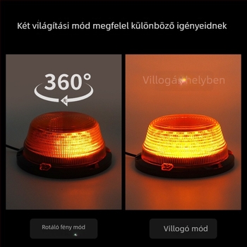 Jármű LED kerek riasztó fény mágneses rögzítéssel, erős villogás, 7W, 12–80V, 700 lm, LED 2835, PC ház