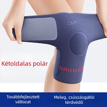 Kétoldalas fleece térdvédő ősz-télre, meleg térd-támasz az ízületekhez, meniszkusz védelem, lábszármelegítők