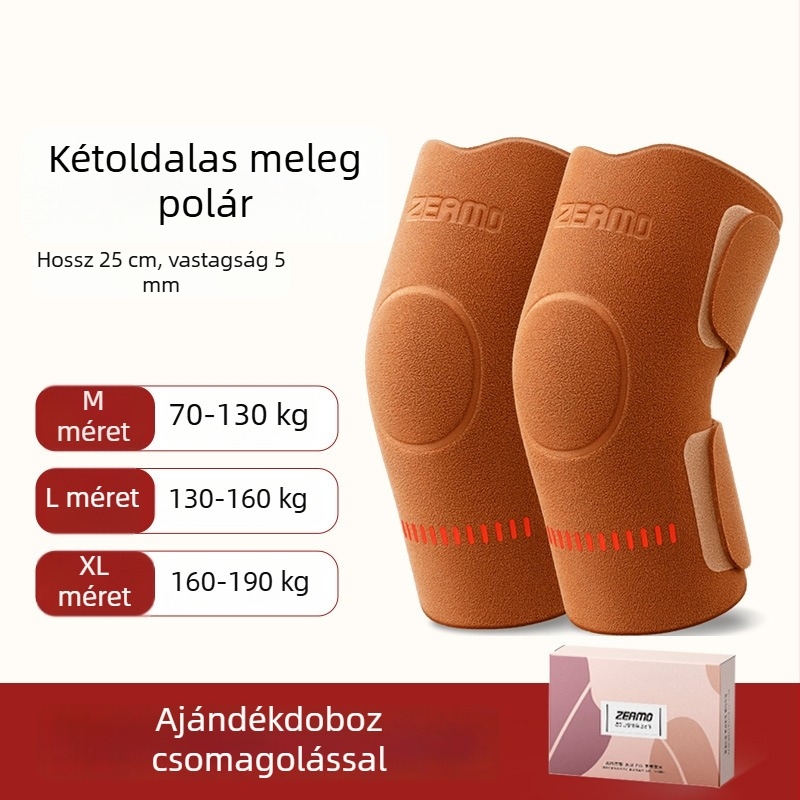 Kétoldalas fleece térdvédő ősz-télre, meleg térd-támasz az ízületekhez, meniszkusz védelem, lábszármelegítők
