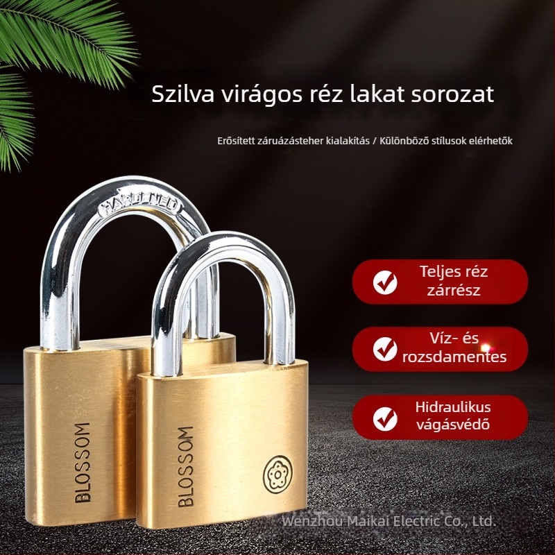 Lakat Plum Blossom, Típus C, réz + ötvözött acél, szekrényekhez és ajtókhoz, modern minimalist stílus