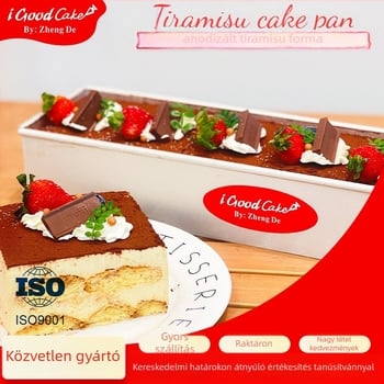 Tiramisu sütemény forma, négyszögletes, 1,2 mm vastag, anodizált alumínium, levehető
