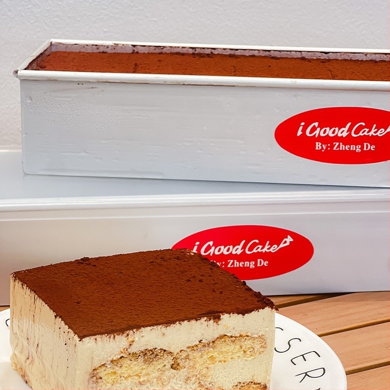 Tiramisu sütemény forma, négyszögletes, 1,2 mm vastag, anodizált alumínium, levehető