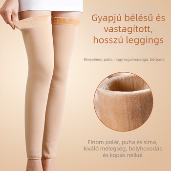 Női fleece-sel bélelt térdmelegítő, hosszított lábszárvédő a hideg időre