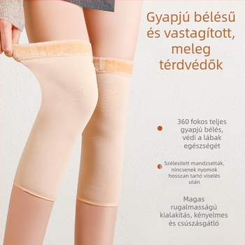 Női fleece-sel bélelt térdmelegítő, hosszított lábszárvédő a hideg időre