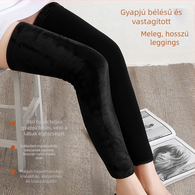 Női fleece-sel bélelt térdmelegítő, hosszított lábszárvédő a hideg időre