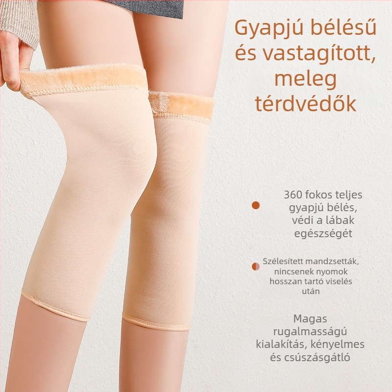 Női fleece-sel bélelt térdmelegítő, hosszított lábszárvédő a hideg időre