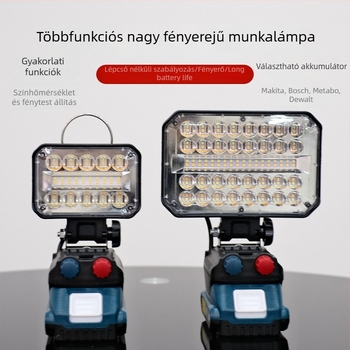 USB-s töltésű munka fényszóró LED, 50W, 15000mAh akkumulátor, vészvilágítás, hatótáv max. 50 m