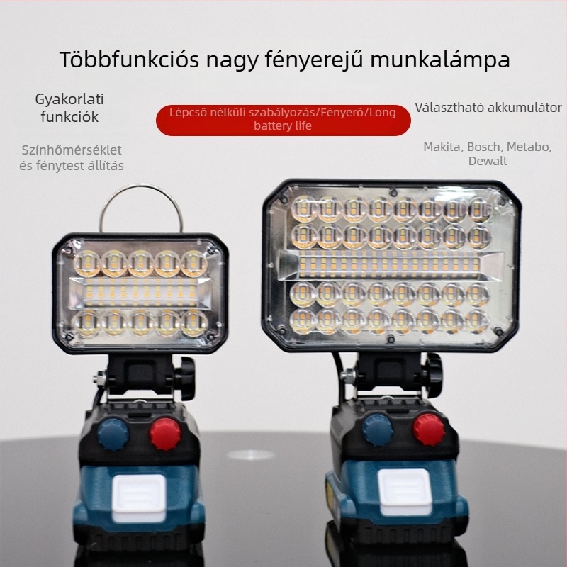 USB-s töltésű munka fényszóró LED, 50W, 15000mAh akkumulátor, vészvilágítás, hatótáv max. 50 m