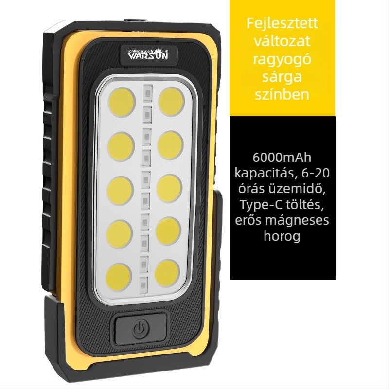 Y40 LED Javító Fény Mágnessel, Újra Tölthető Power Bank, Napelemes Kültéri Zseblámpa, Többcélú Li-ion Akkumulátor