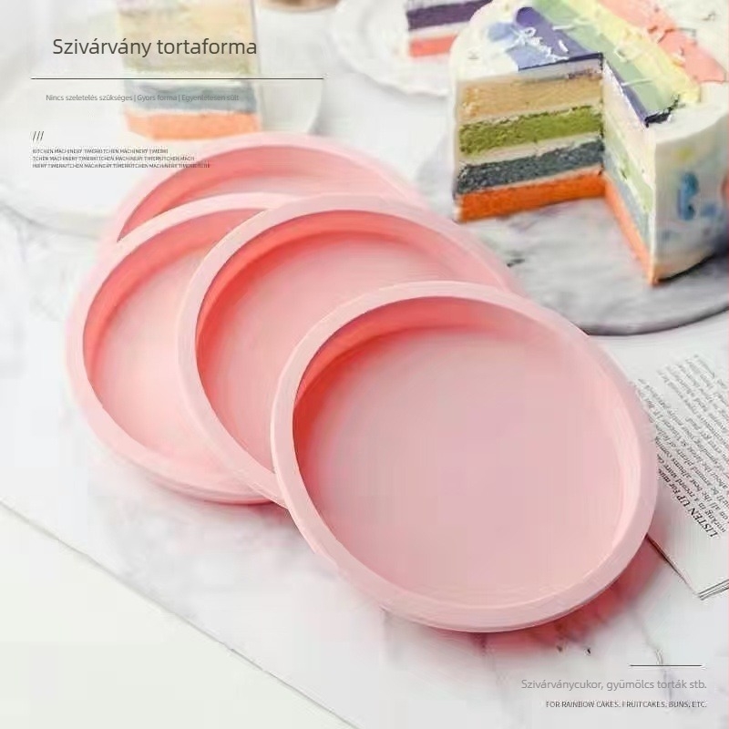 Szilikon süteményforma, kör alakú, rétegelt mousse és chiffon tortákhoz, magas hőállóság
