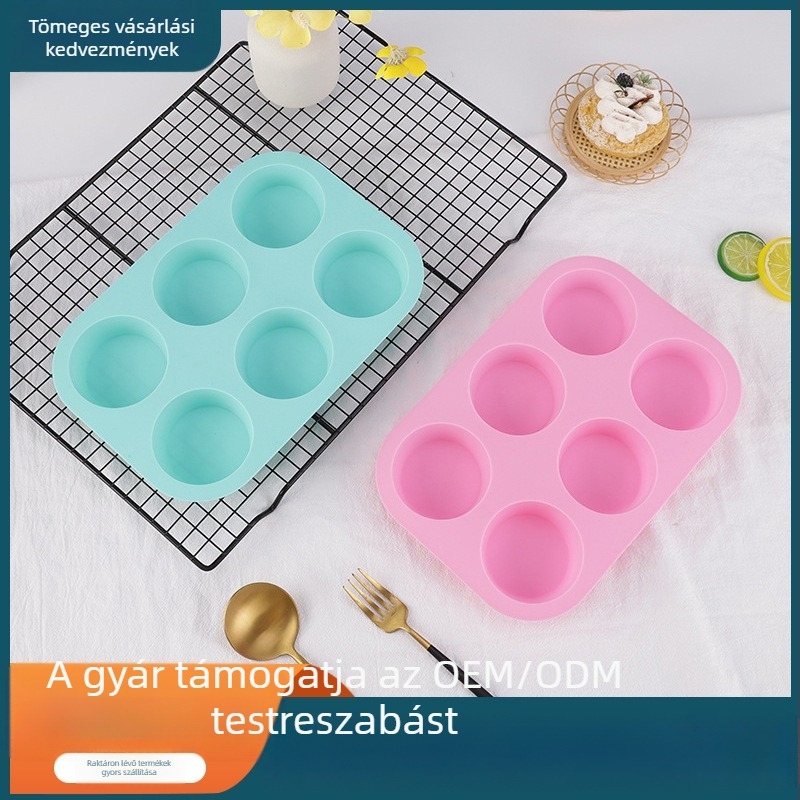 Hat lyukú kerek szilikon süteményforma mousse-hoz és desszertekhez, könnyen kiemelhető, hőálló