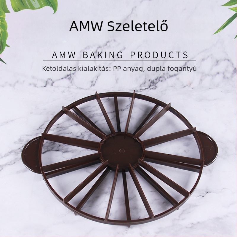AMW kerek tortadivider — műanyagból, 10/12 részhez, süteménykészítő eszköz