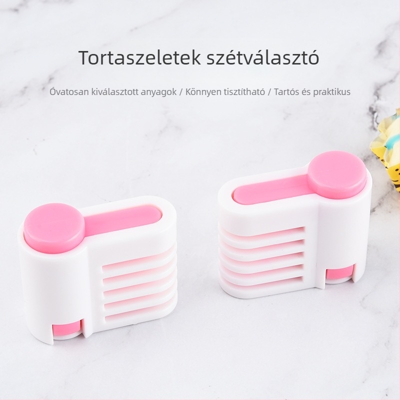 Sütemény szeletelő és kenyér rétegező segéd, műanyag sütőeszköz, PS anyag