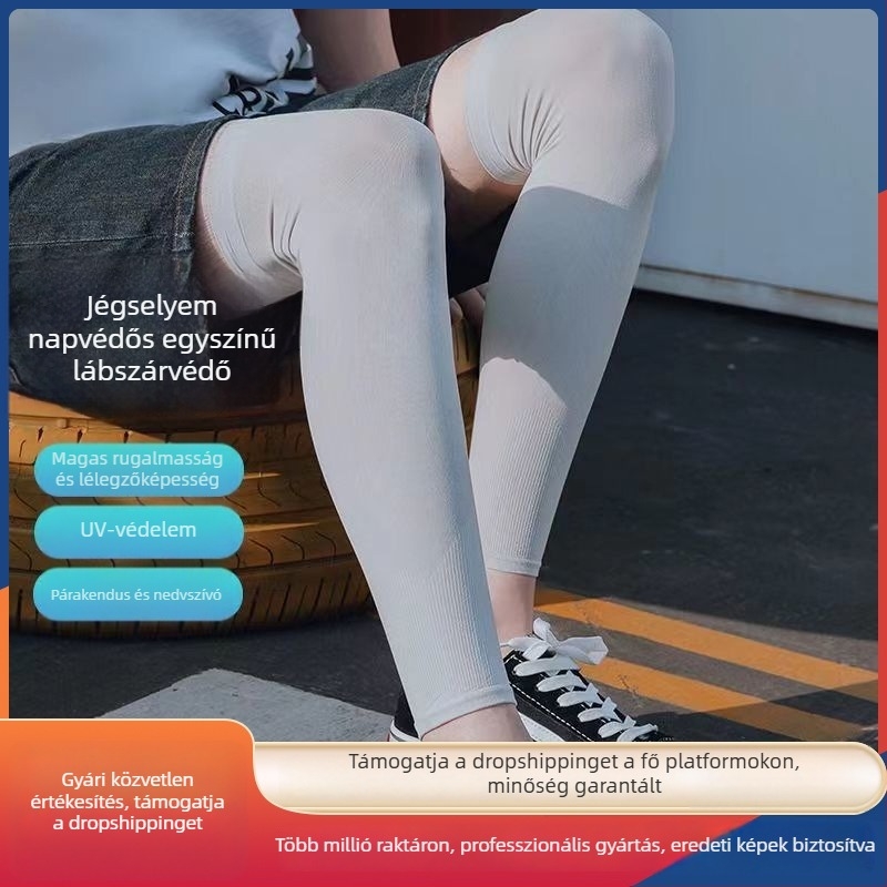 Nyári Ice Silk UV-védő lábszárvédők kerékpározáshoz és futáshoz, lélegző nylon-spandex keverék, uniszex, középhosszú