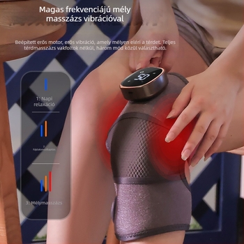 Melegítő maszírozó térd- és vállpárna vibrációval és moxibustion-nal, intelligens hőmérséklet-szabályozás, 5V, 5W, 45–60°C
