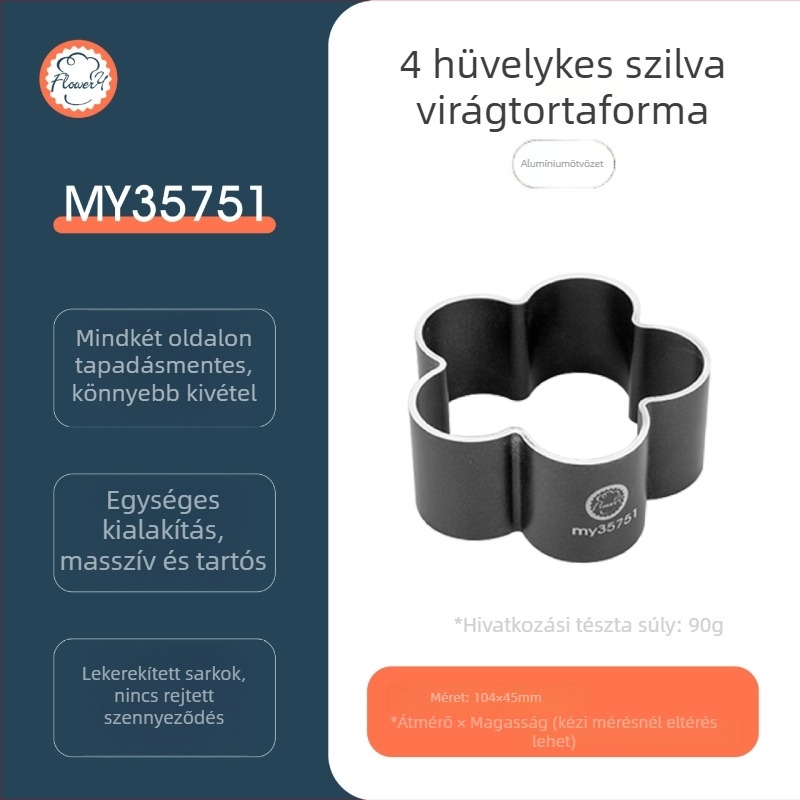 Kenyérforma szilva virág alakú, alumínium profil, tapadásmentes felület, könnyű kioldás, modern minimalist dizájn