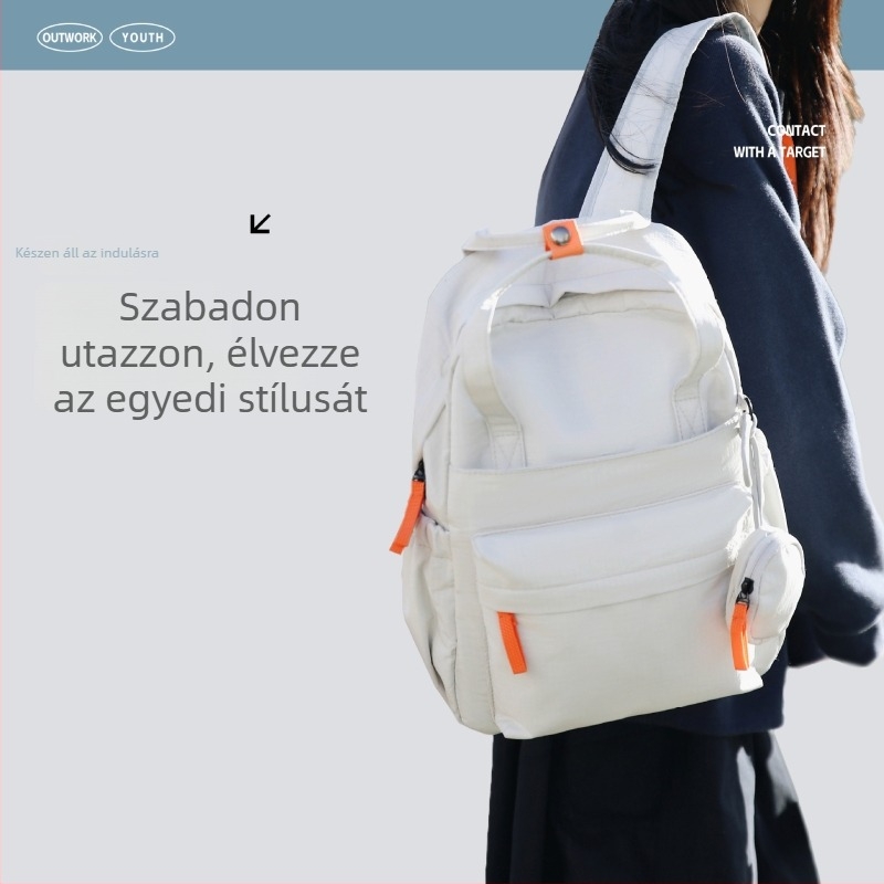 Női nylon hátizsák szabadidős utazáshoz, ultra könnyű, kapacitás 20L alatt, görbe vállpántok