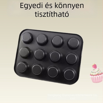 Keksz forma, szénacél, négyszögletes, 12 lyuk, tapadásmentes bevonat