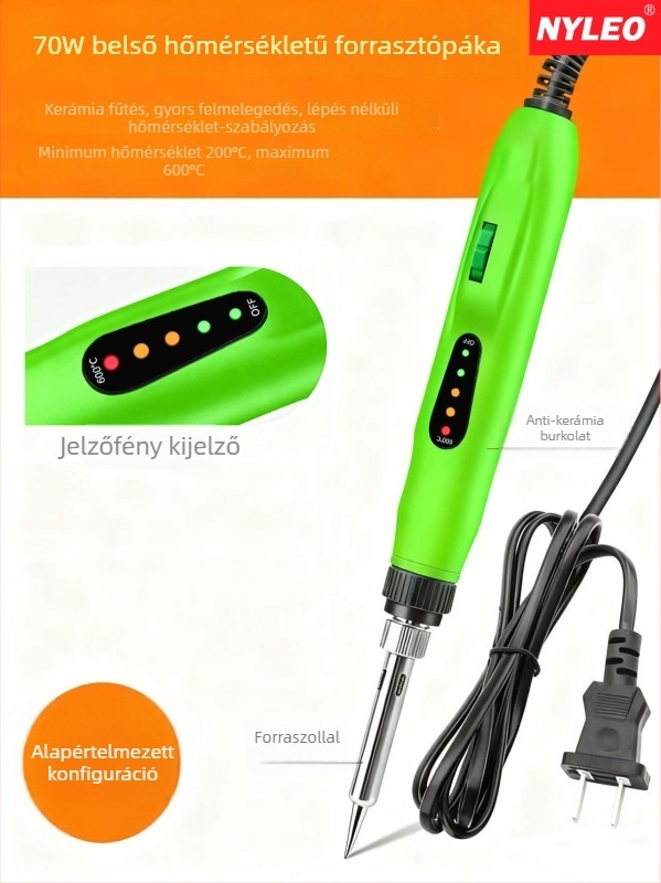 Elektromos forrasztópáka 70W, állítható hőmérséklet, digitális kijelző, belső fűtés, 220V