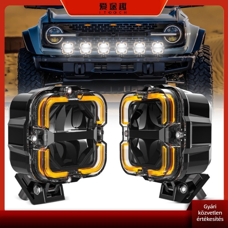 LED autómunka világítás, off-road négyszögletes reflektor, 65W, 9-36V, 6000 lm, 5700K, öntött alumínium ház
