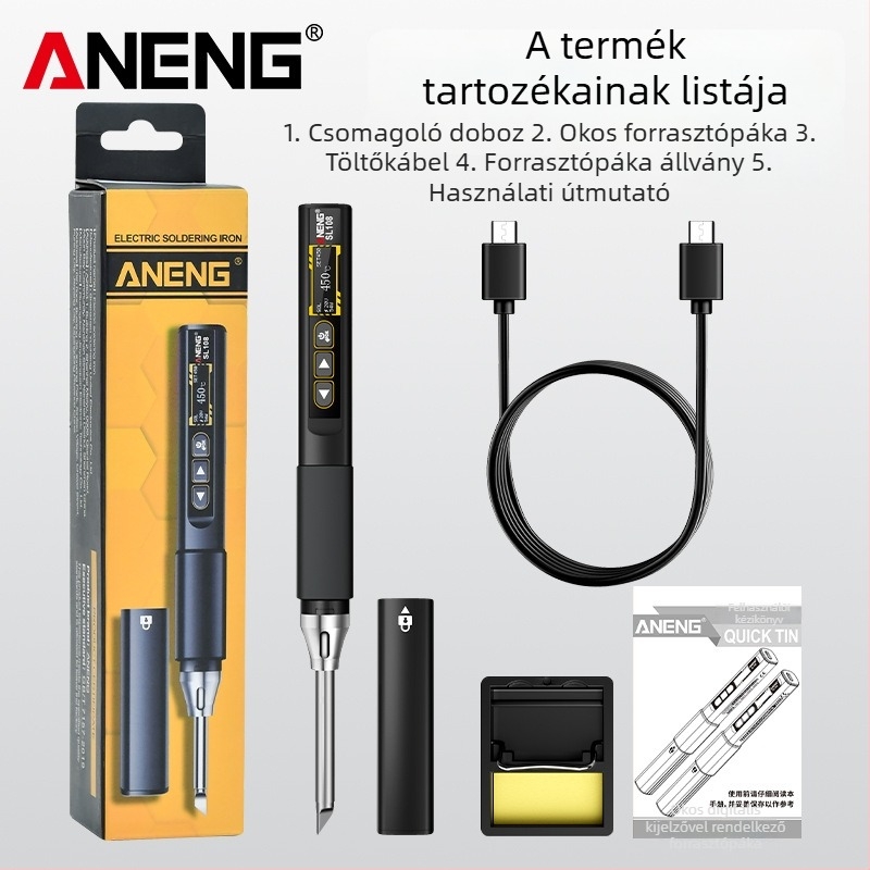 ANENG állandó hőmérsékletű forrasztópáka, 28V DC, rozsdamentes acél test, hegesztésre és javításra