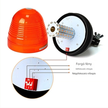 Forgó LED riasztólámpa teherautókhoz és építőipari gépekhez, 12-30V, 1W LED, ABS ház, TT-WL-1, TT-WL-6, TT-WL-7, TT-WL-10, TT-WL-12 modellek