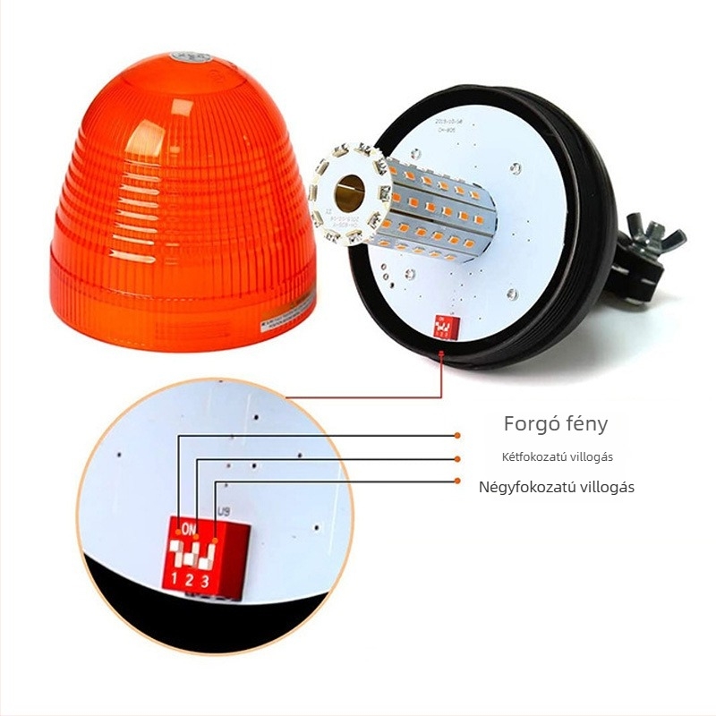 Forgó LED riasztólámpa teherautókhoz és építőipari gépekhez, 12-30V, 1W LED, ABS ház, TT-WL-1, TT-WL-6, TT-WL-7, TT-WL-10, TT-WL-12 modellek