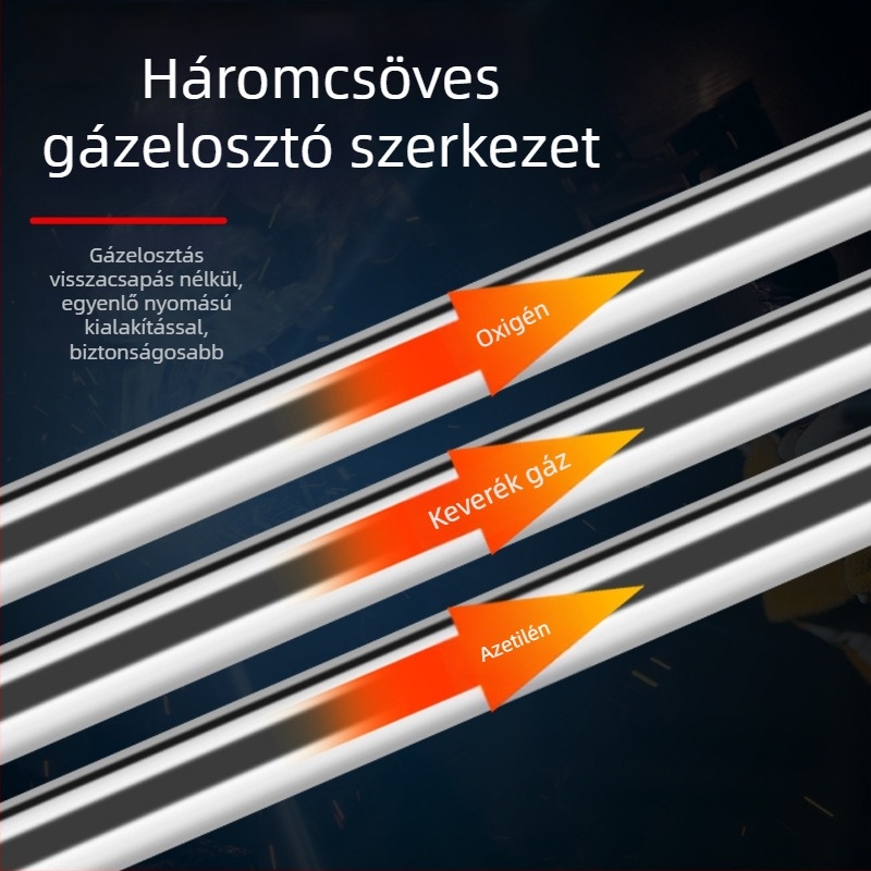 Gázvágó pisztoly G02-200, izobáris kialakítás, háromcsöves, rozsdamentes acél