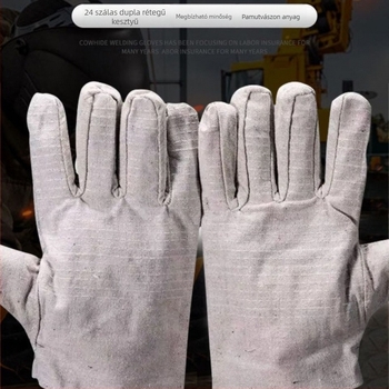 Védőkesztyű hegesztéshez és műhelymunkához – marhabőr + vászon, hőálló, kopásálló, lélegző, csúszásmentes, égésálló