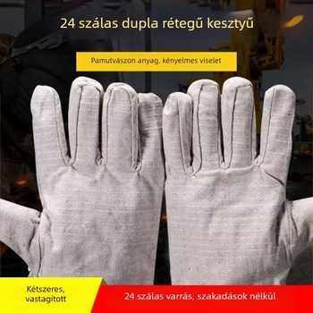 Védőkesztyű hegesztéshez és műhelymunkához – marhabőr + vászon, hőálló, kopásálló, lélegző, csúszásmentes, égésálló