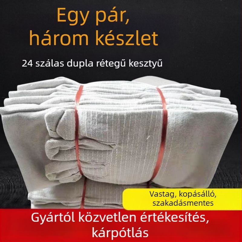 Védőkesztyű hegesztéshez és műhelymunkához – marhabőr + vászon, hőálló, kopásálló, lélegző, csúszásmentes, égésálló