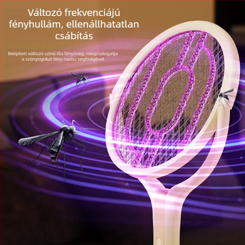 Tölthető 2–in–1 elektromos szúnyoggyilkos UV-lámpával, beépített 1000–1600 mAh akkumulátor, 1–3 órás töltés, 10 m²-ig terület