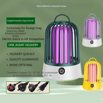 Elektromos szúnyogirtó lámpa UV csővel, 360° forgás, beépített 1001–1600mAh akkumulátor, USB töltés, beltéri használatra, 10㎡ lefedettség