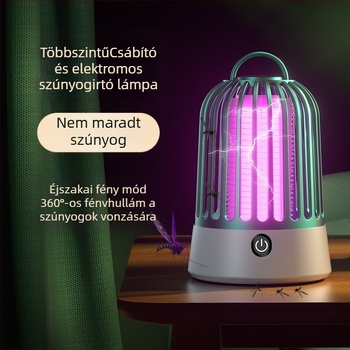 Elektromos szúnyogirtó lámpa UV csővel, 360° forgás, beépített 1001–1600mAh akkumulátor, USB töltés, beltéri használatra, 10㎡ lefedettség